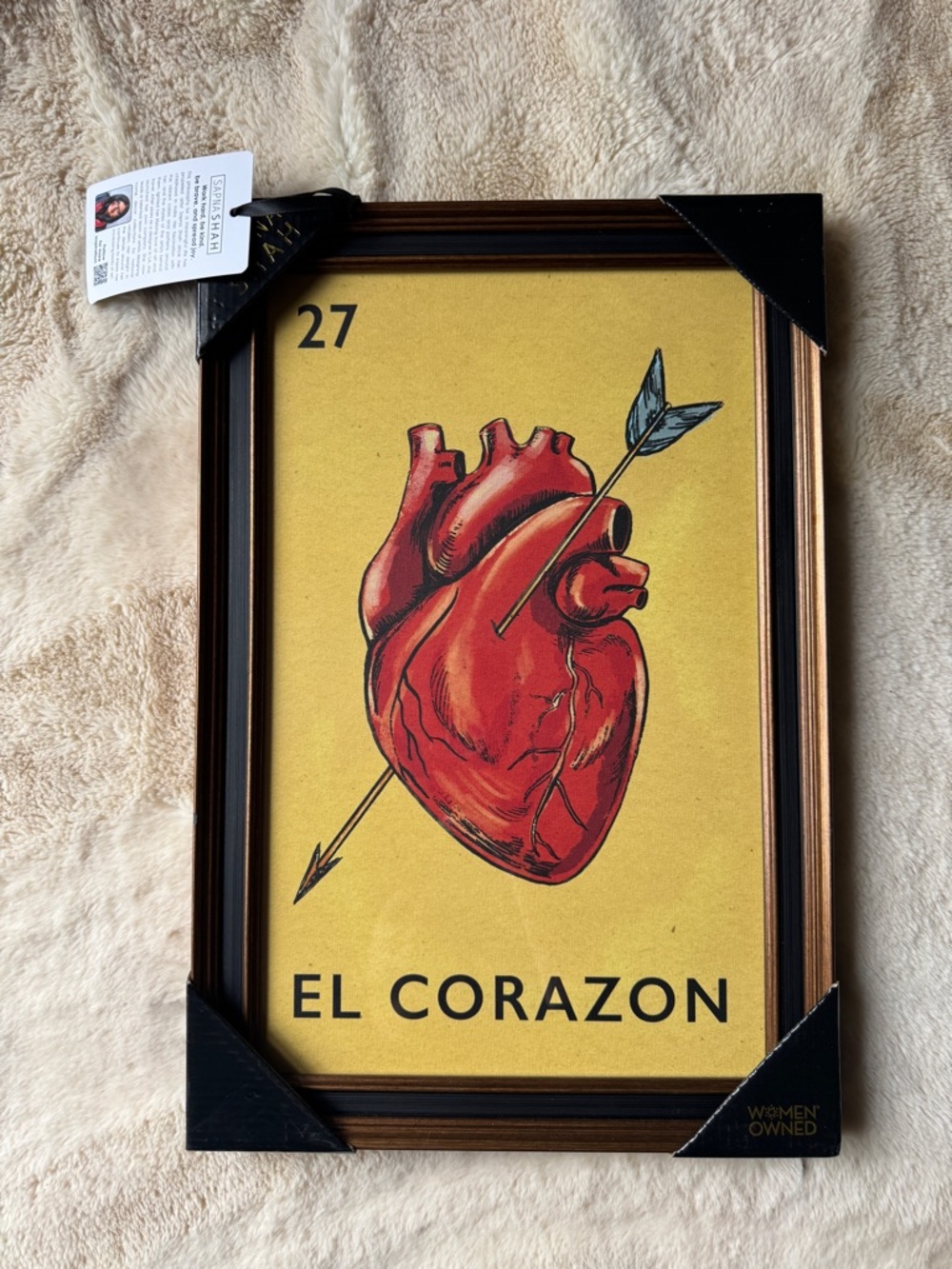 El Corazon wall art. Sapha Shah. Loteria. 12 x 18”. New.